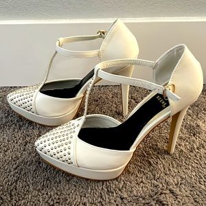 Stiletto Studded White Heels